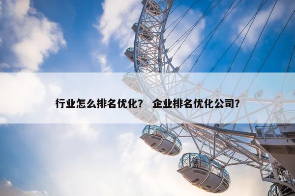 行业怎么排名优化？ 企业排名优化公司？