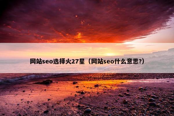 网站seo选择火27星（网站seo什么意思?）