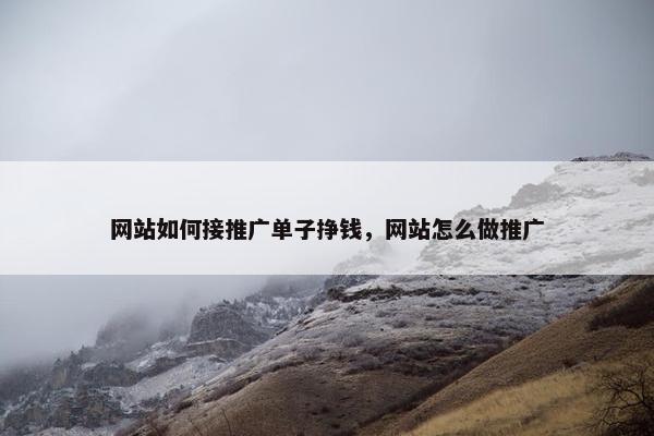 网站如何接推广单子挣钱，网站怎么做推广