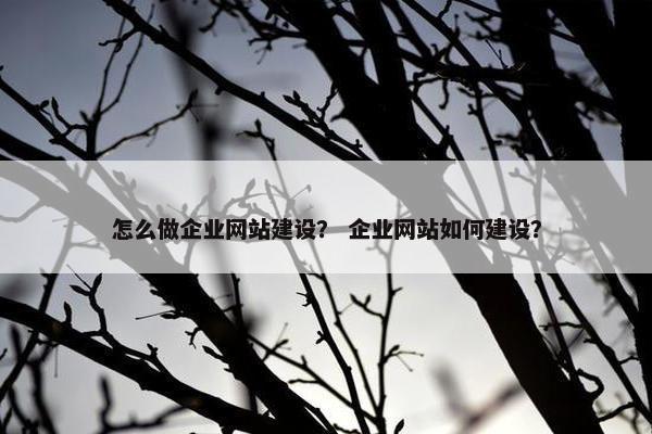 怎么做企业网站建设？ 企业网站如何建设？