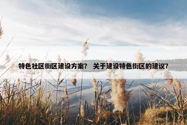 特色社区街区建设方案？ 关于建设特色街区的建议？