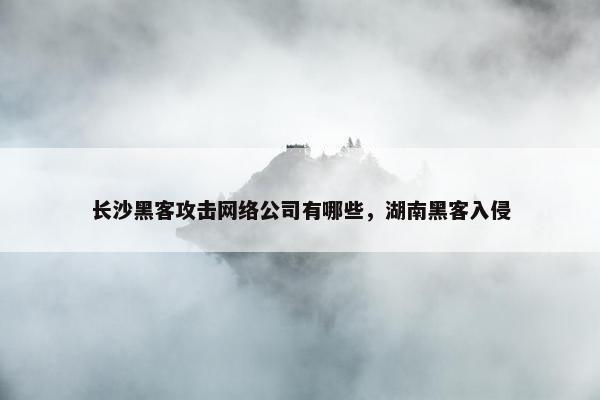 长沙黑客攻击网络公司有哪些，湖南黑客入侵