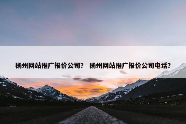 扬州网站推广报价公司？ 扬州网站推广报价公司电话？