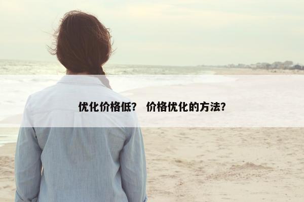 优化价格低？ 价格优化的方法？