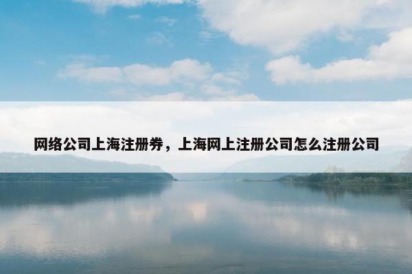 网络公司上海注册券，上海网上注册公司怎么注册公司