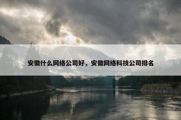 安徽什么网络公司好，安徽网络科技公司排名
