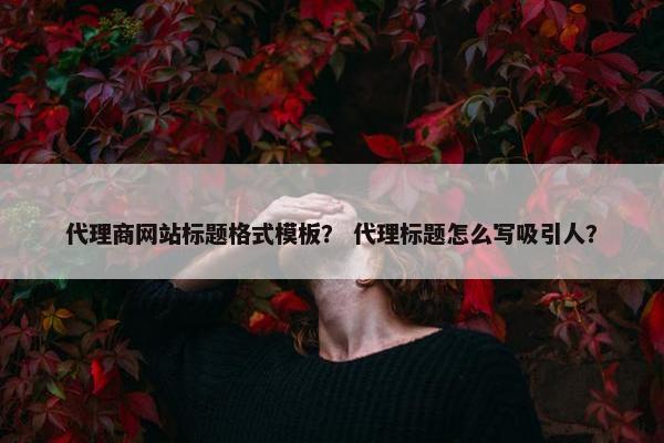 代理商网站标题格式模板？ 代理标题怎么写吸引人？