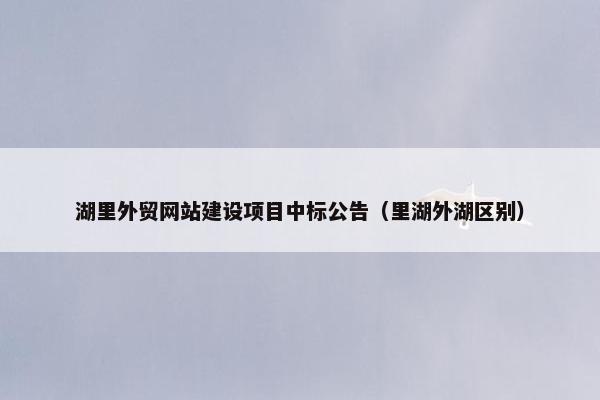 湖里外贸网站建设项目中标公告（里湖外湖区别）