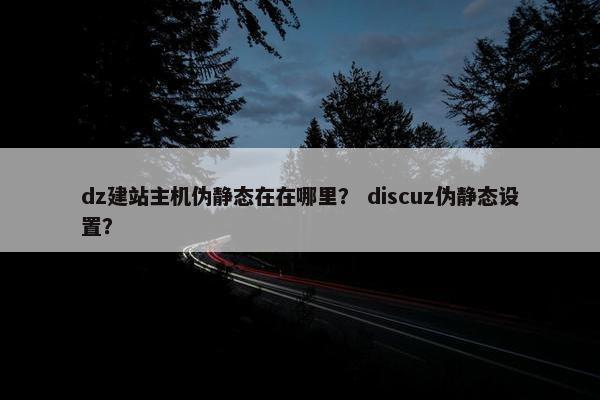 dz建站主机伪静态在在哪里？ discuz伪静态设置？