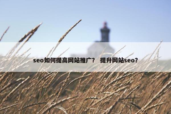 seo如何提高网站推广？ 提升网站seo？