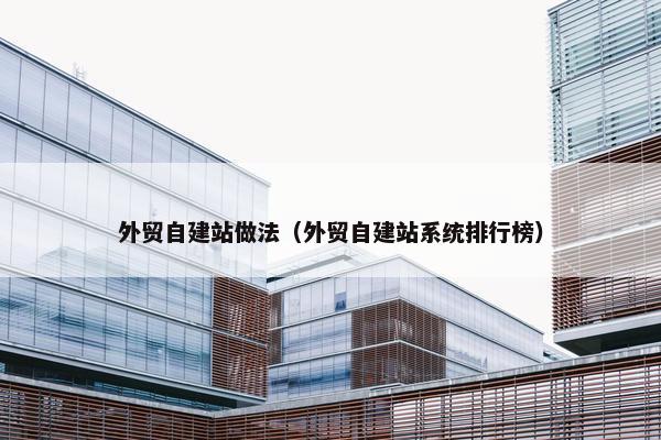 外贸自建站做法（外贸自建站系统排行榜）