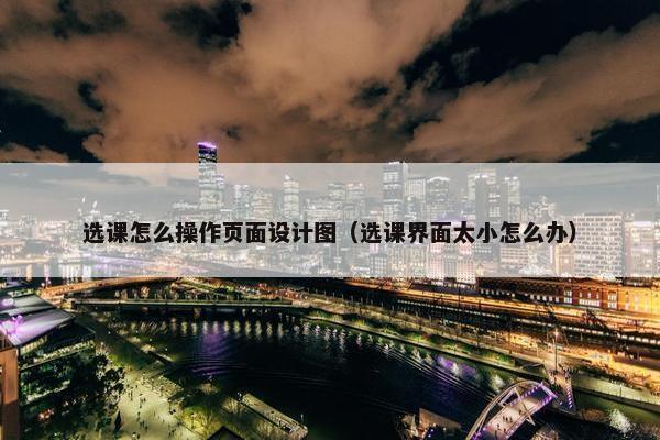 选课怎么操作页面设计图（选课界面太小怎么办）