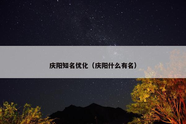 庆阳知名优化（庆阳什么有名）