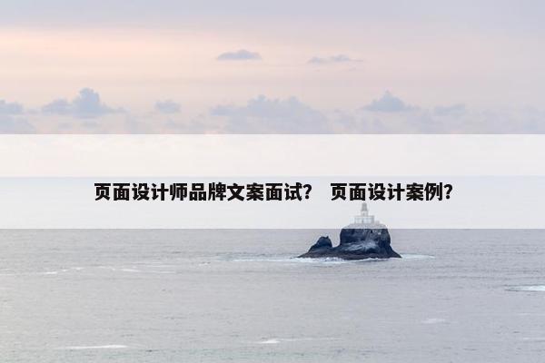 页面设计师品牌文案面试？ 页面设计案例？