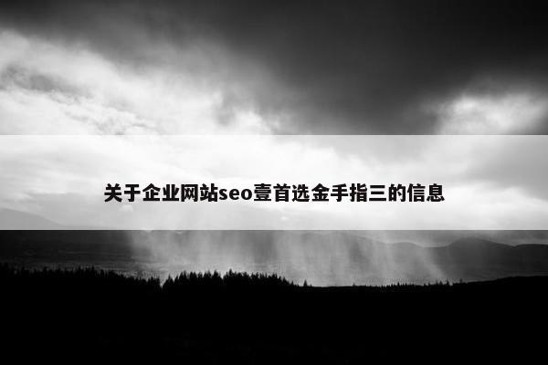 关于企业网站seo壹首选金手指三的信息