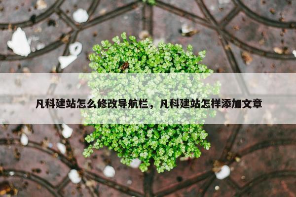 凡科建站怎么修改导航栏，凡科建站怎样添加文章