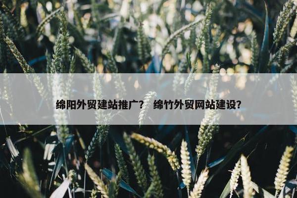 绵阳外贸建站推广？ 绵竹外贸网站建设？