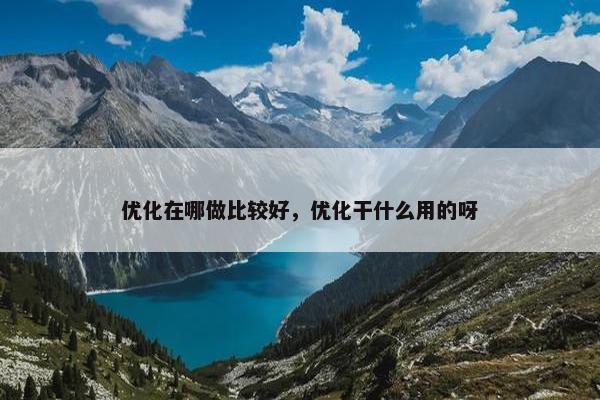 优化在哪做比较好，优化干什么用的呀