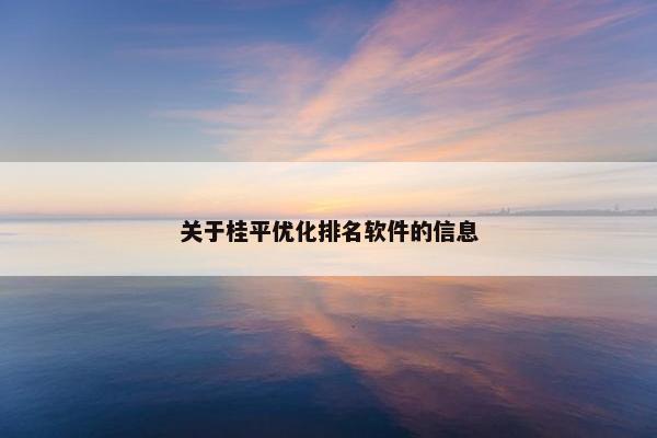 关于桂平优化排名软件的信息