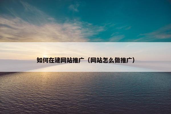 如何在建网站推广（网站怎么做推广）
