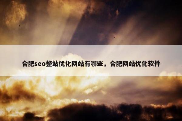 合肥seo整站优化网站有哪些，合肥网站优化软件