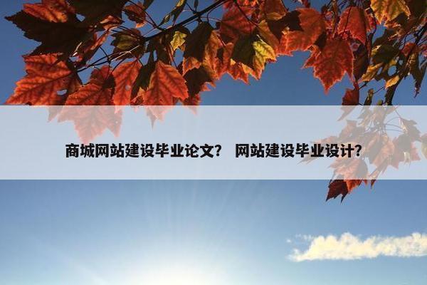 商城网站建设毕业论文？ 网站建设毕业设计？