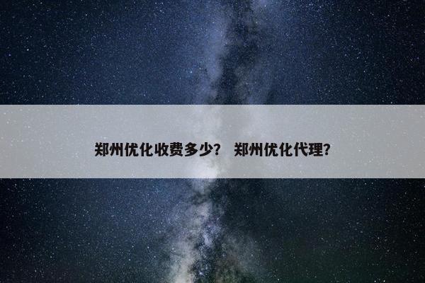 郑州优化收费多少？ 郑州优化代理？