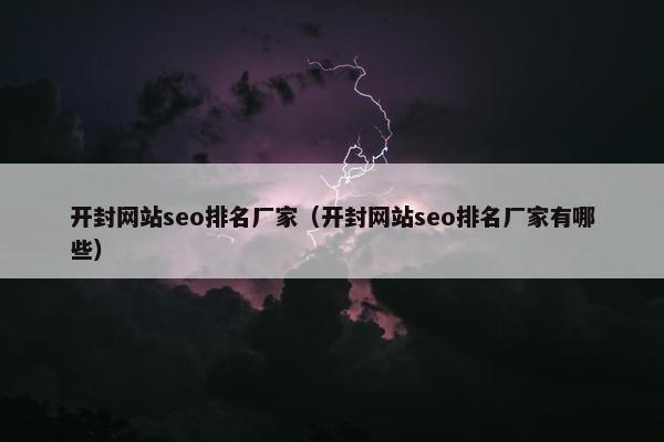 开封网站seo排名厂家（开封网站seo排名厂家有哪些）