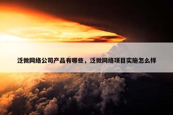 泛微网络公司产品有哪些，泛微网络项目实施怎么样