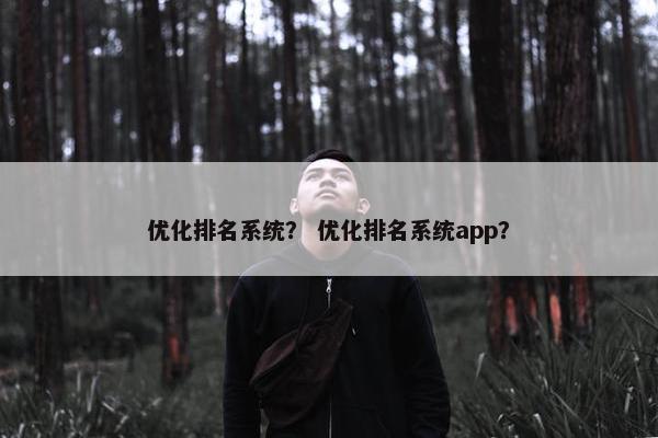 优化排名系统？ 优化排名系统app？