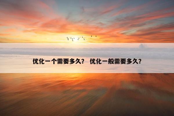 优化一个需要多久？ 优化一般需要多久？