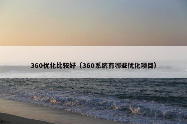 360优化比较好（360系统有哪些优化项目）