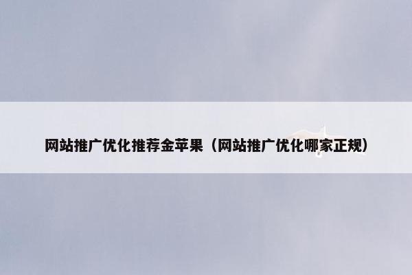 网站推广优化推荐金苹果（网站推广优化哪家正规）