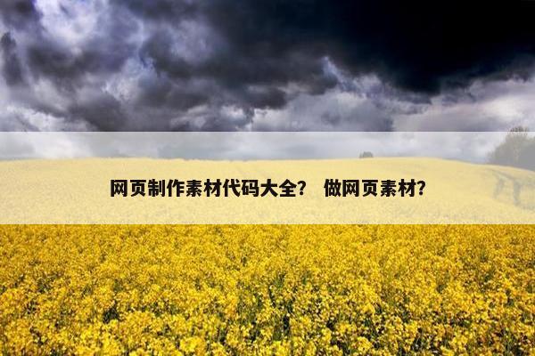 网页制作素材代码大全？ 做网页素材？