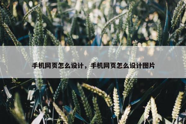 手机网页怎么设计，手机网页怎么设计图片