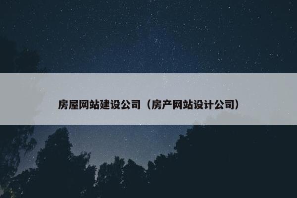 房屋网站建设公司（房产网站设计公司）