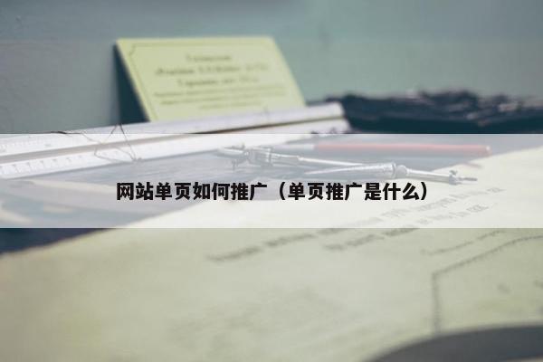 网站单页如何推广（单页推广是什么）