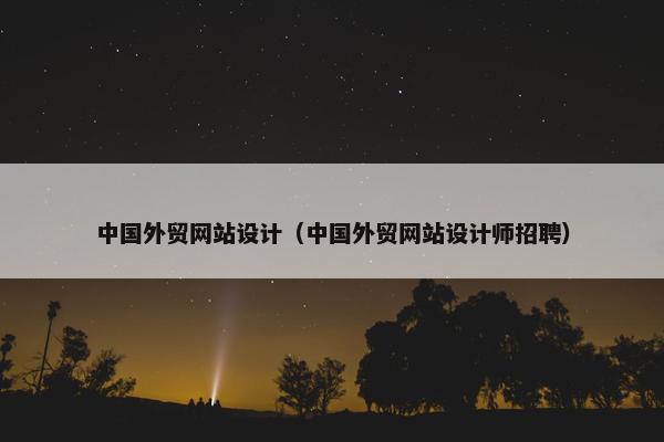 中国外贸网站设计（中国外贸网站设计师招聘）