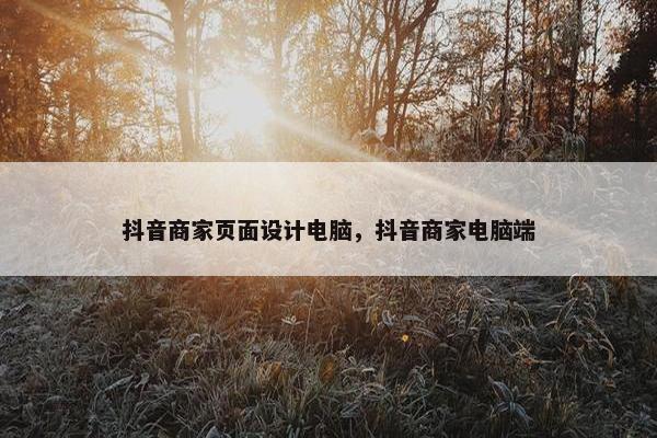 抖音商家页面设计电脑，抖音商家电脑端
