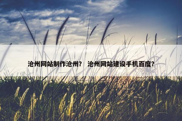 沧州网站制作沧州？ 沧州网站建设手机百度？