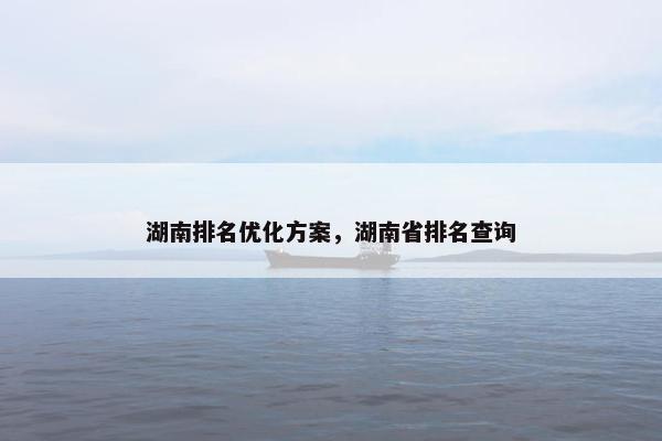 湖南排名优化方案，湖南省排名查询