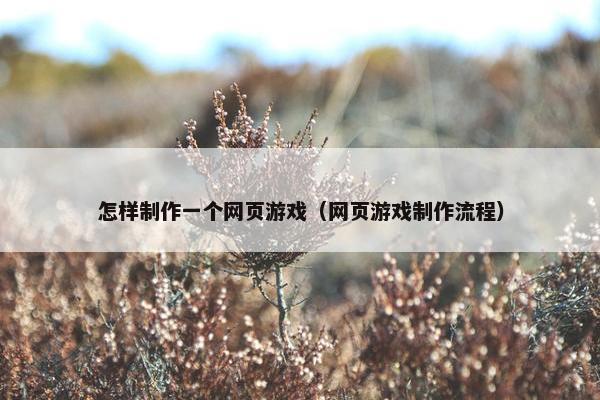 怎样制作一个网页游戏（网页游戏制作流程）