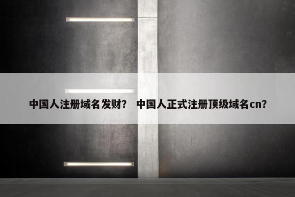中国人注册域名发财？ 中国人正式注册顶级域名cn？