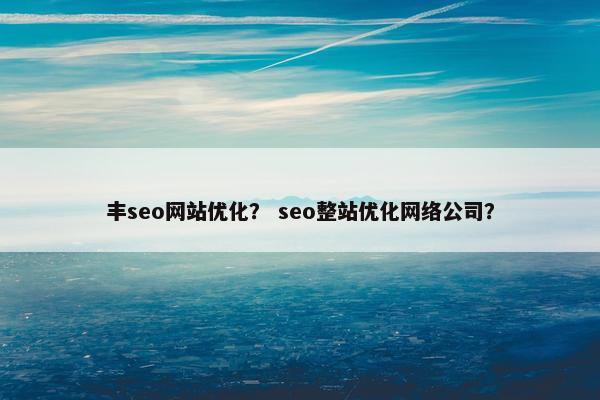 丰seo网站优化？ seo整站优化网络公司？
