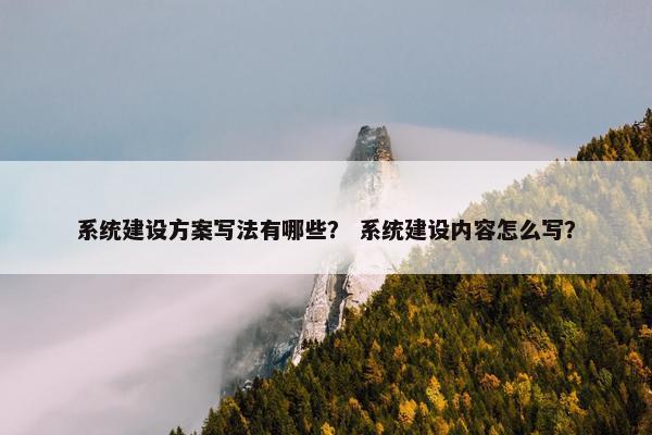 系统建设方案写法有哪些？ 系统建设内容怎么写？