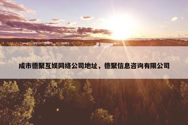 成市德聚互娱网络公司地址，德聚信息咨询有限公司
