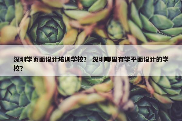 深圳学页面设计培训学校？ 深圳哪里有学平面设计的学校？