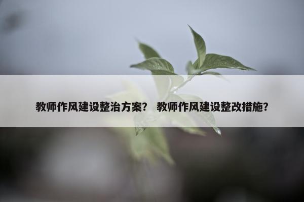 教师作风建设整治方案？ 教师作风建设整改措施？