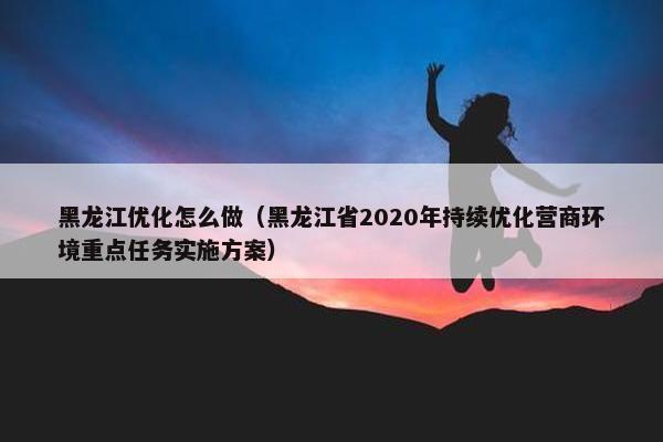 黑龙江优化怎么做（黑龙江省2020年持续优化营商环境重点任务实施方案）