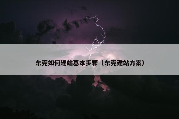 东莞如何建站基本步骤（东莞建站方案）